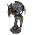 Zielony Smok ze świecznikiem w kształcie czaszki - podstawa na świece