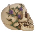 Czaszka Opleciona Fioletowymi Różami - figurka