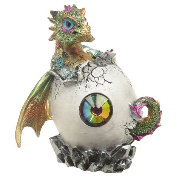 Smocze Jajo z Kryształem i Zielony Smok - figurka fantasy