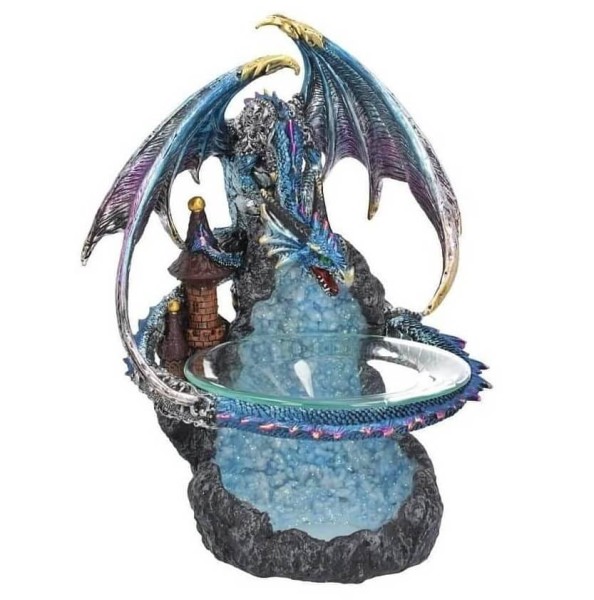 Błękitny Smok - kominek podgrzewacz do olejków wys. 24 cm