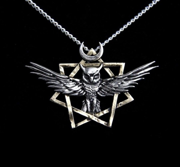 Sowa i Półksiężyc - naszyjnik "Chowańce Czarownic" Amulet Strażnika