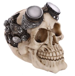steampunkowa Czaszka w Goglach - figurka