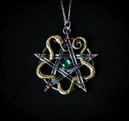 naszyjnik Bogini Minerwa "Sulis Minerva" - pentagram z wężem