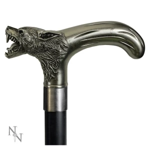 Lycanthrope - elegancka metalowa laska do podpierania z wilkiem