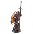 Smok z Tarczą i Stalowym Mieczem - figurka fantasy