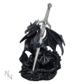 Czarny Smok ze Sztyletem - figurka fantasy z nożem do listów