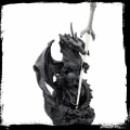 Czarny Smok ze Sztyletem - figurka fantasy z nożem do listów
