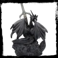 Czarny Smok ze Sztyletem - figurka fantasy z nożem do listów