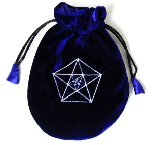 Potrójny Pentagram - granatowa sakiewka, woreczek na karty Tarota