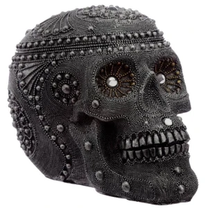 Czaszka ozdobiona koralikami duża - figurka wys. 14cm