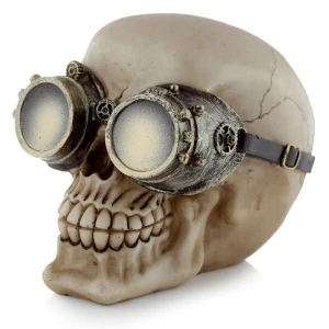 Czaszka w Złotych Goglach - figurka w stylu steampunk