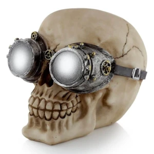 Czaszka w Stalowych Goglach - figurka w stylu steampunk