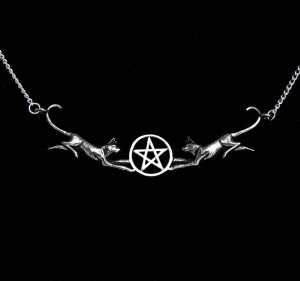 Koty i Pentakl - naszyjnik "Chowańce Czarownic" amulet ochronny