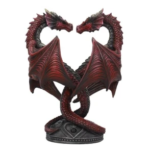 Czerwone Smocze Serce "Dragon Heart" - świecznik na 2 świeczki stołowe