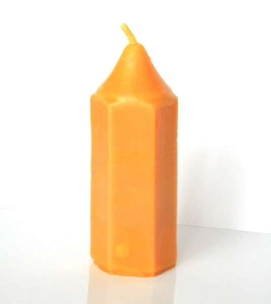 Świeca całkowicie żółta, sześciobok o wys. 12 cm
