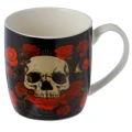 Czaszka i Róże - kubek porcelanowy z sitkiem i pokrywką