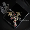 Naszyjnik Krzyż ze Smokiem "Crux Dragana" - seria: Carpe Noctum Anne Stokes - biżuteria gotycka, amulet ochronny