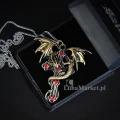 Naszyjnik Krzyż ze Smokiem "Crux Dragana" - seria: Carpe Noctum Anne Stokes - biżuteria gotycka, amulet ochronny