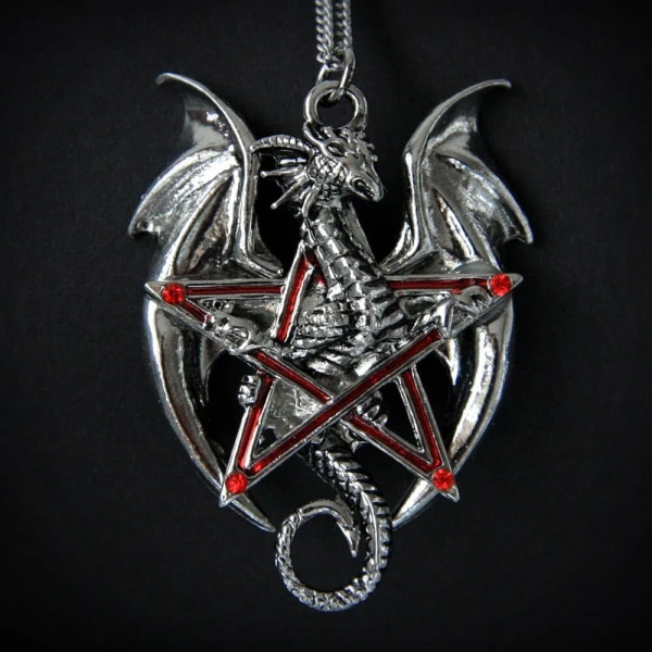 wisiorek Smok z Pentagramem naszyjnik Pentadraca - seria: Carpe Noctum Anne Stokes, talizman amulet Wiara w Siebie
