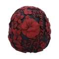 elegancka Czarna Czaszka w Czerwone Kwiaty - figurka dekoracja