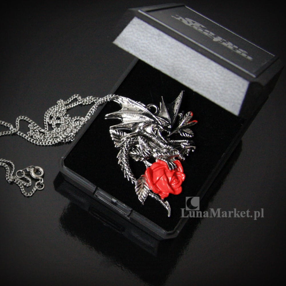 Pendentif "Crux Dragana" - Collection Carpe Noctum Par Anne Stokes - Étain, Or, Cristal - Boîte Cadeau Incluse